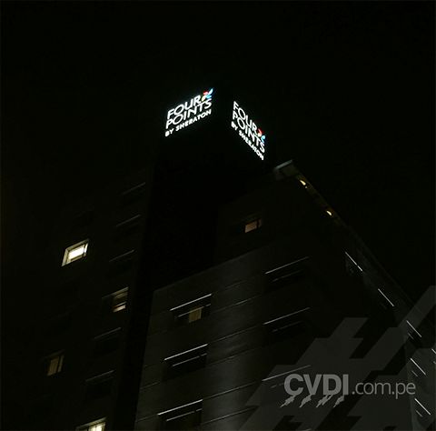 Letrero/logotipo luminoso exterior en fachada para Hotel Four Points By Sheraton