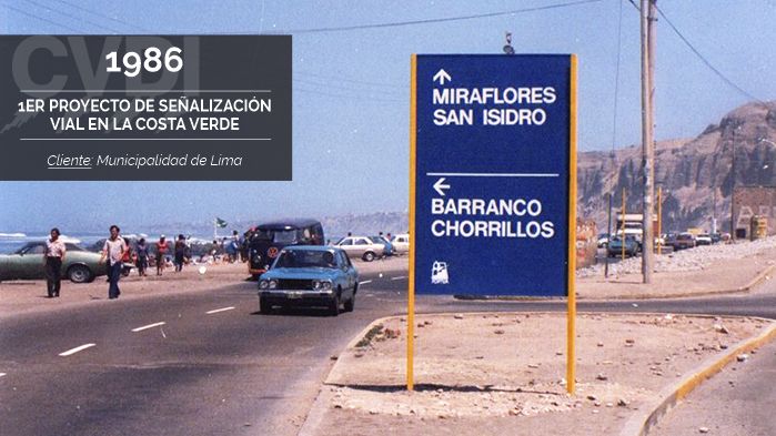 Primer Proyecto de Señalización Vial en la Costa Verde (1986) - Cliente: Municipalidad de Lima