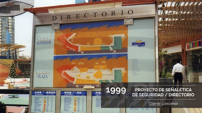 Primer Proyecto de Señalética de Seguridad / Directorio (1999) - Cliente: Larcomar